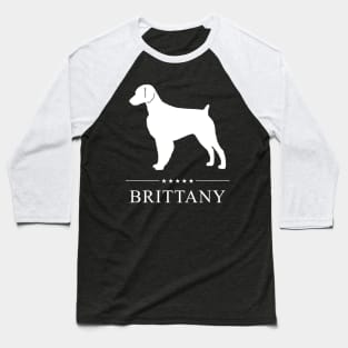 Brittany Dog White Silhouette Baseball T-Shirt